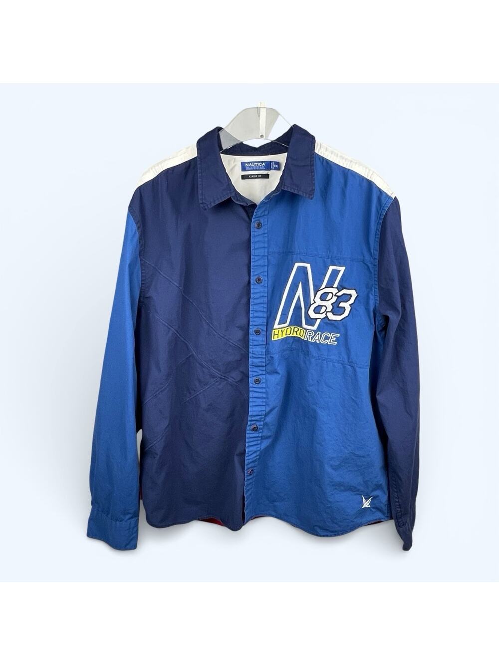 Vintage Nautica Hydro Race Sailing Color Block Button-up Shirt XXL